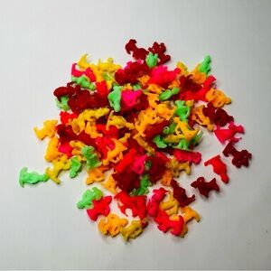 Vintage 80s Retro Plastic Clown Figures Circus Memorabilia Neon Miniatures, 20ea